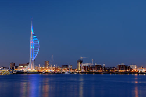 Portsmouth Historic Dockyard, The iconic Spinnaker Tower at sunset